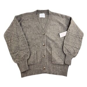 NWT Neutral‎ Ground Women Grey Knit Cardigan Sweater Long Sleeve Pockets Size S